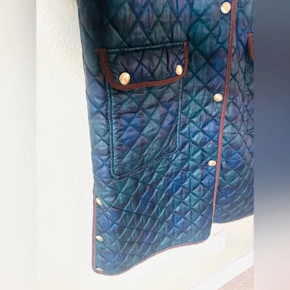 Ralph Lauren Navy and Brown Quilted Puffer Coat - Picture 8 of 13